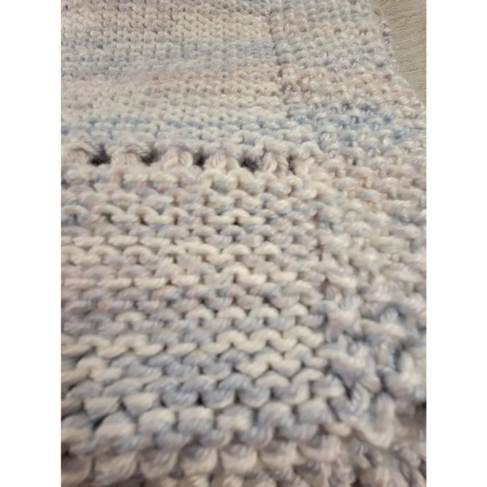 Afghan‎ Handmade Crochet Throw Blanket multi colors Blue Purple 34 x32in